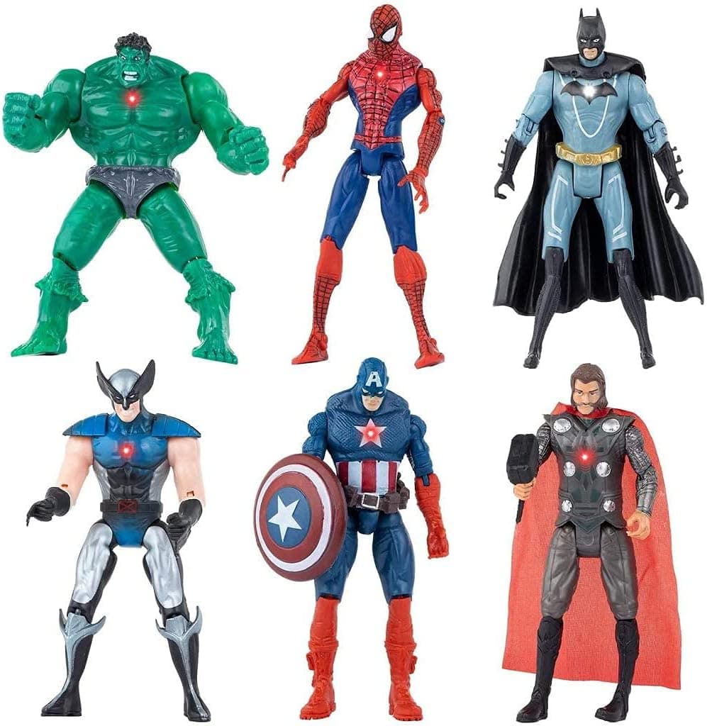 Superhero Action Figures Toys 6 pcs/Set 5.12 to 6 inches Batman, Superman, Hulk, Thor, Ironman, Captain America Action Figure Set