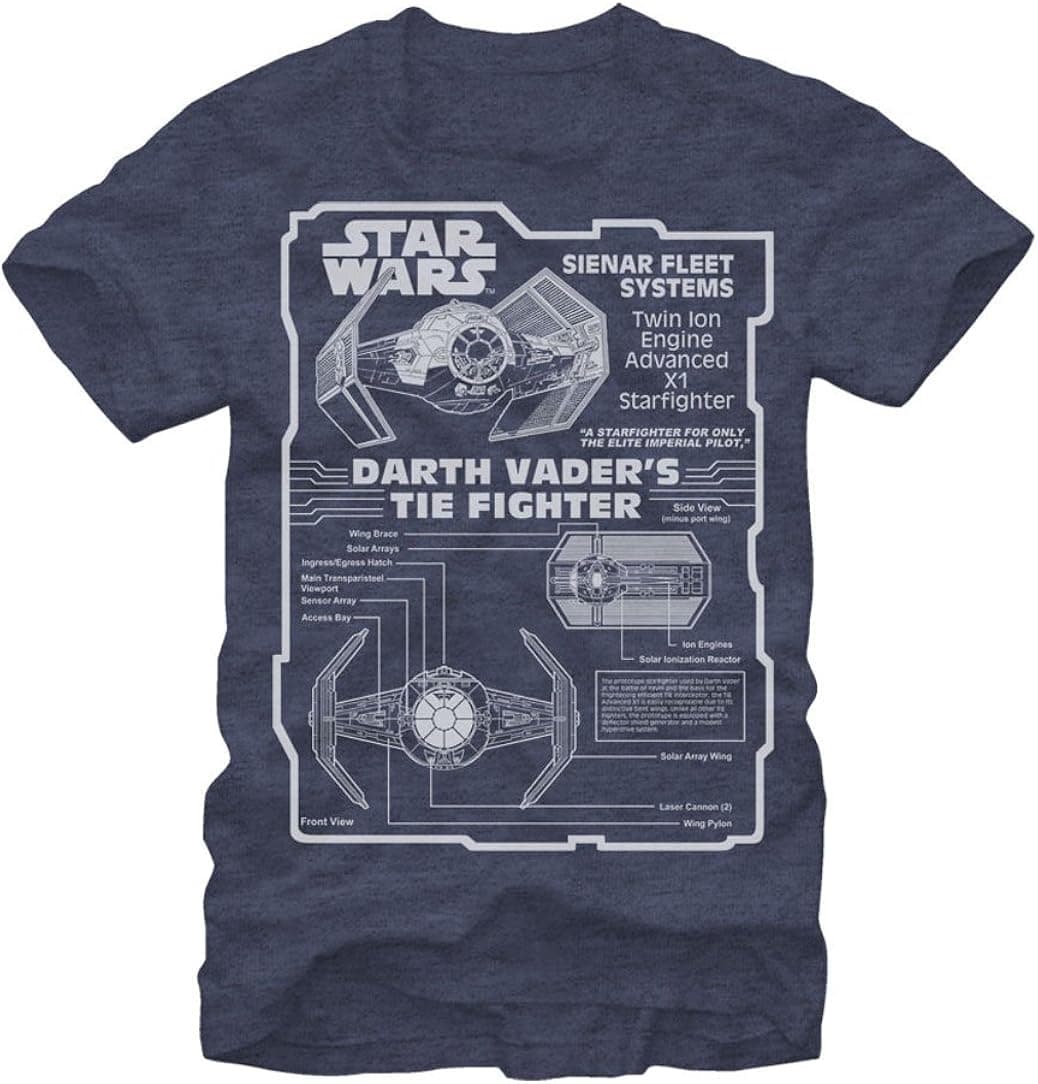 Star Wars Darth Vader's Tie Fighter Mens T-Shirt,(3X-Large), Navy