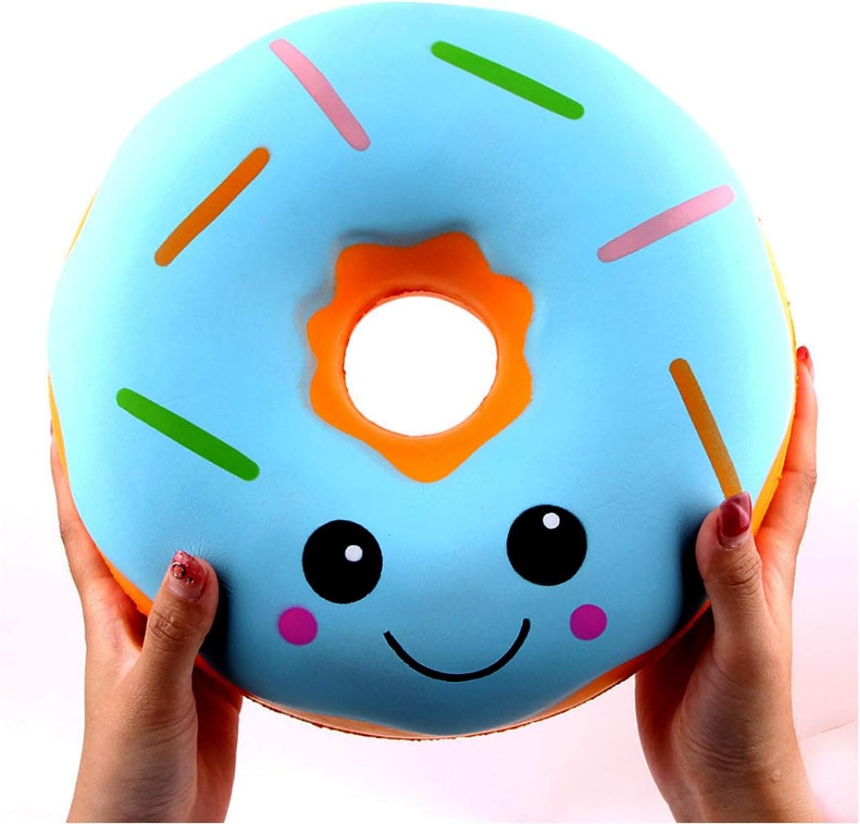 ACCOCO 10" Inch Large Slow Rising Squishy Toys, Giant Donut Jumbo Slow Rising Scented Super Soft Squeeze Squishy Food Toys Stress Relief Gift Collection (Blue Donut)
