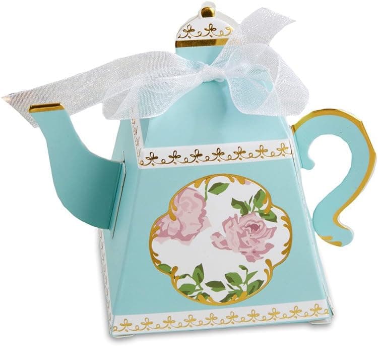 Kate Aspen Decorative Vintage Floral Tea Party Teapot Favor Boxes/Bridal Shower or Baby Shower Decorations (Set of 24)