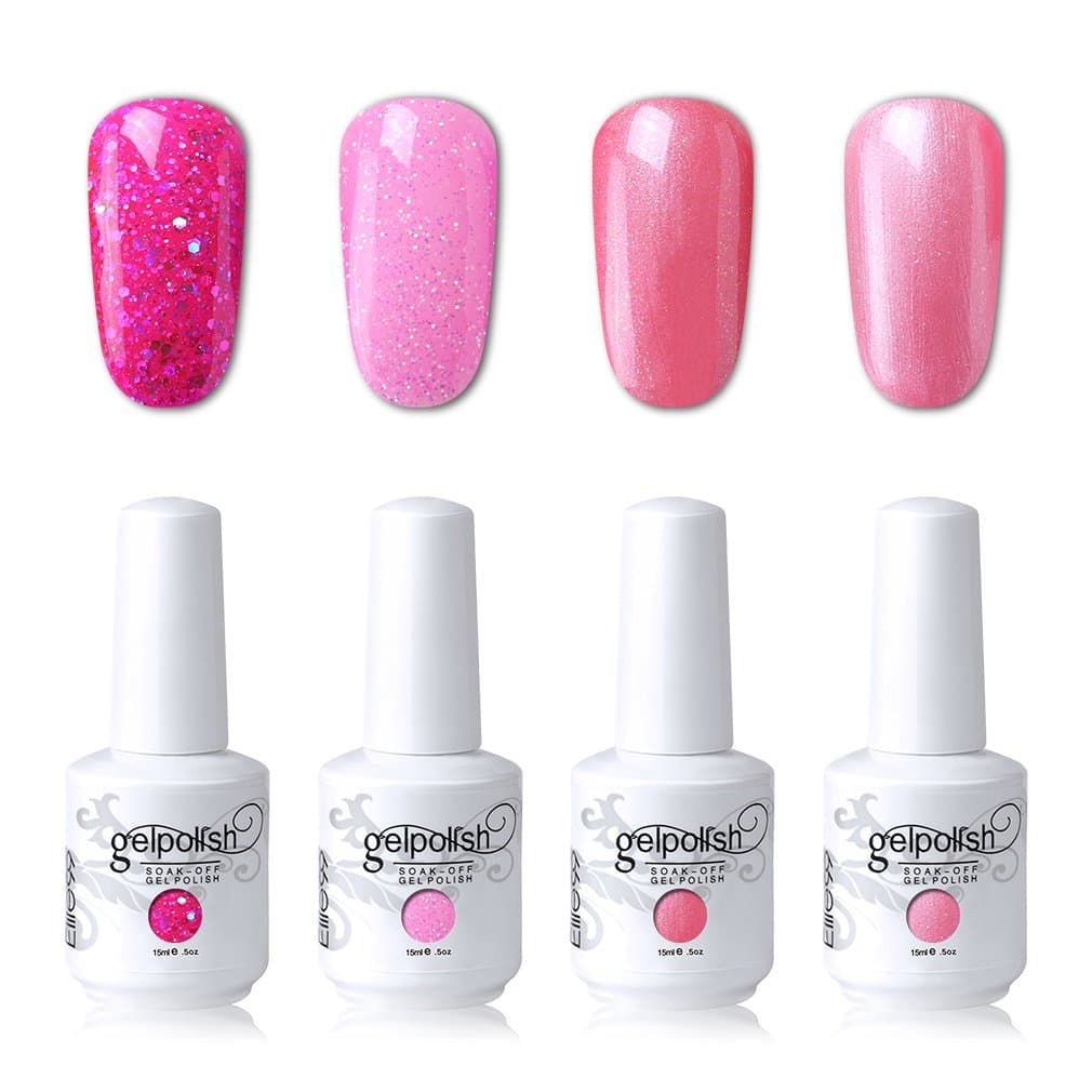 Elite99 Soak Off Gel Polish Lacquer UV LED Nail Art Manicure Kit 4 Colors Set LM-C138 + Free Gift (20pcs Gel Remover Wraps)