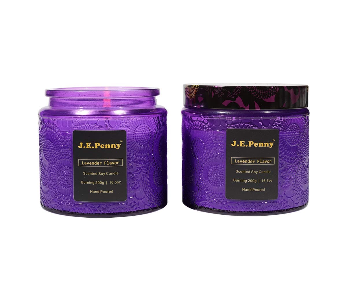 Scented Jar Candle Gift Set,Natural Organic Soy Wax Candles for Aromatherapy,Stress Relief ,Relaxation, Home Decor,Lavender Flavor(16.5 oz Each)