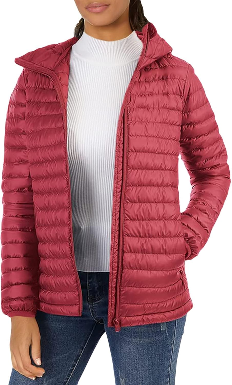 qualidyne Women's Hooded Lightweight Packable Down Jacket Full-Zip Short Coat Puffer Jacket
