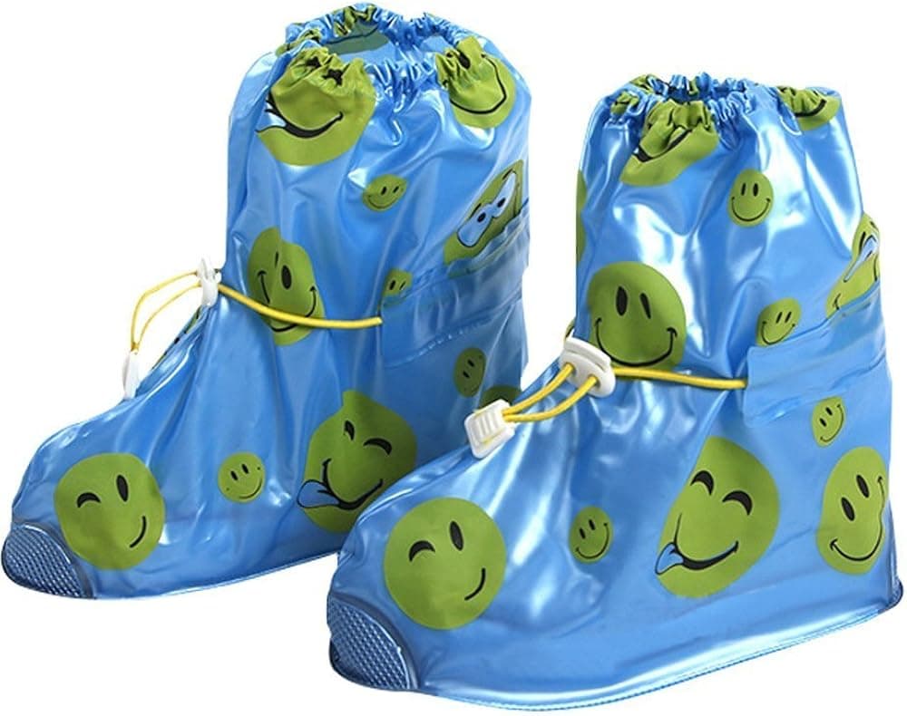 Rain Shoes Cover for Boys and Girls Cute Waterproof Slip-Resistant Kids Cycling Overshoes(Blue,XL)
