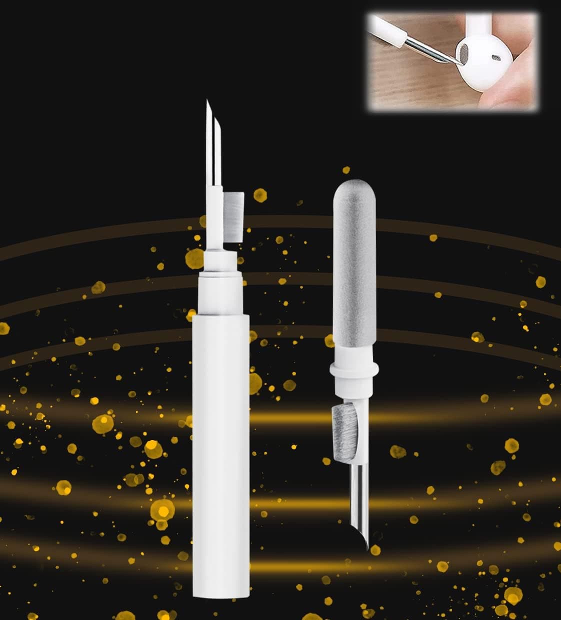 Bluetooth Earbuds Cleaning Pen,Headphone Cleaner Kit for Airpods,Laptop,In-ear Headphones Cleaning Brush Kits Tool Box with Bluetooth,for Cleaning The Earwax,Dust In Earphone,Camera,Mobile Phone,White