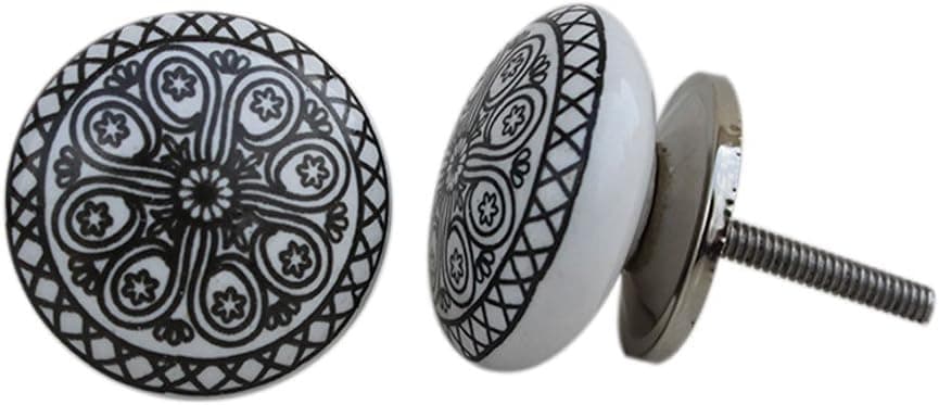 YourKart KPAVIR Set of 12 Handmade Ceramic Knobs | Black Ceramic Cabinet Knobs | Drawer Pulls for Home, Kitchen, Bathroom or Office | Drawer Knobs Comes with Bolts and Washer (Flat Black)