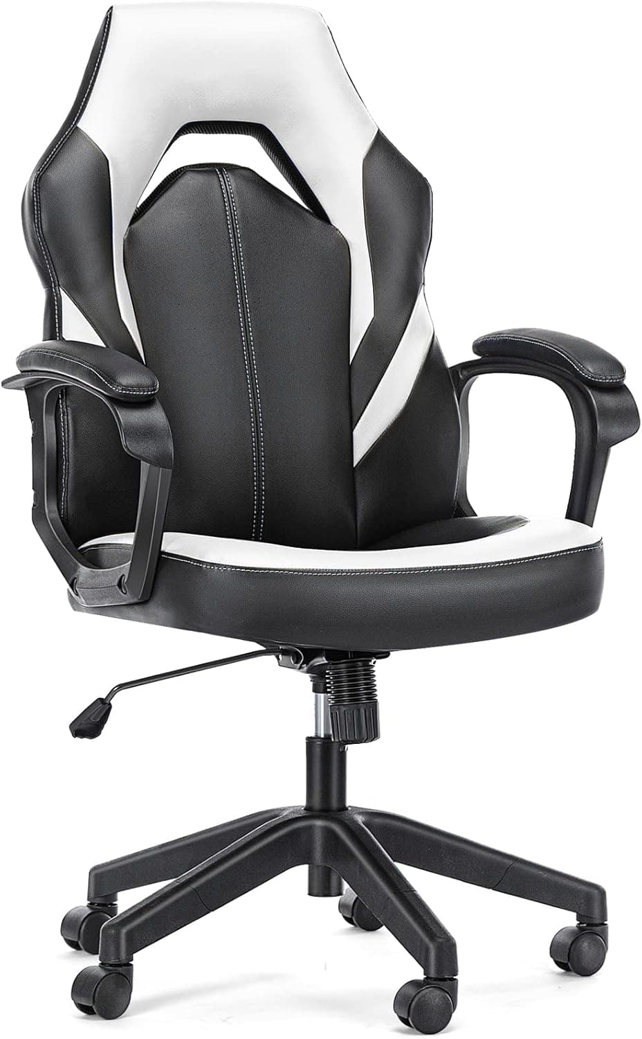 Computer Gaming Chair - PU Leather Ergonomic Office Chair Swivel Desk Chair with Lumbar Support, Executive Chair with Padded Armrest and Seat Cushion for Adults