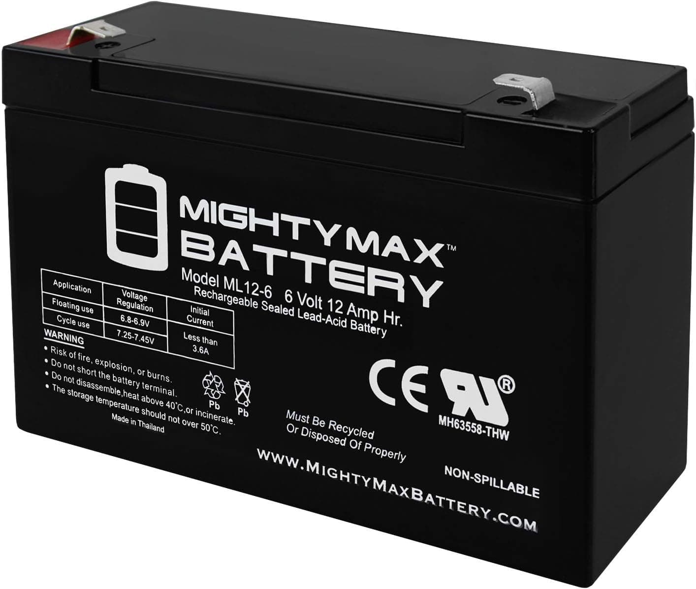 ML12-6 .250TT - 6V 12AH Razor Bumper Buggie Battery