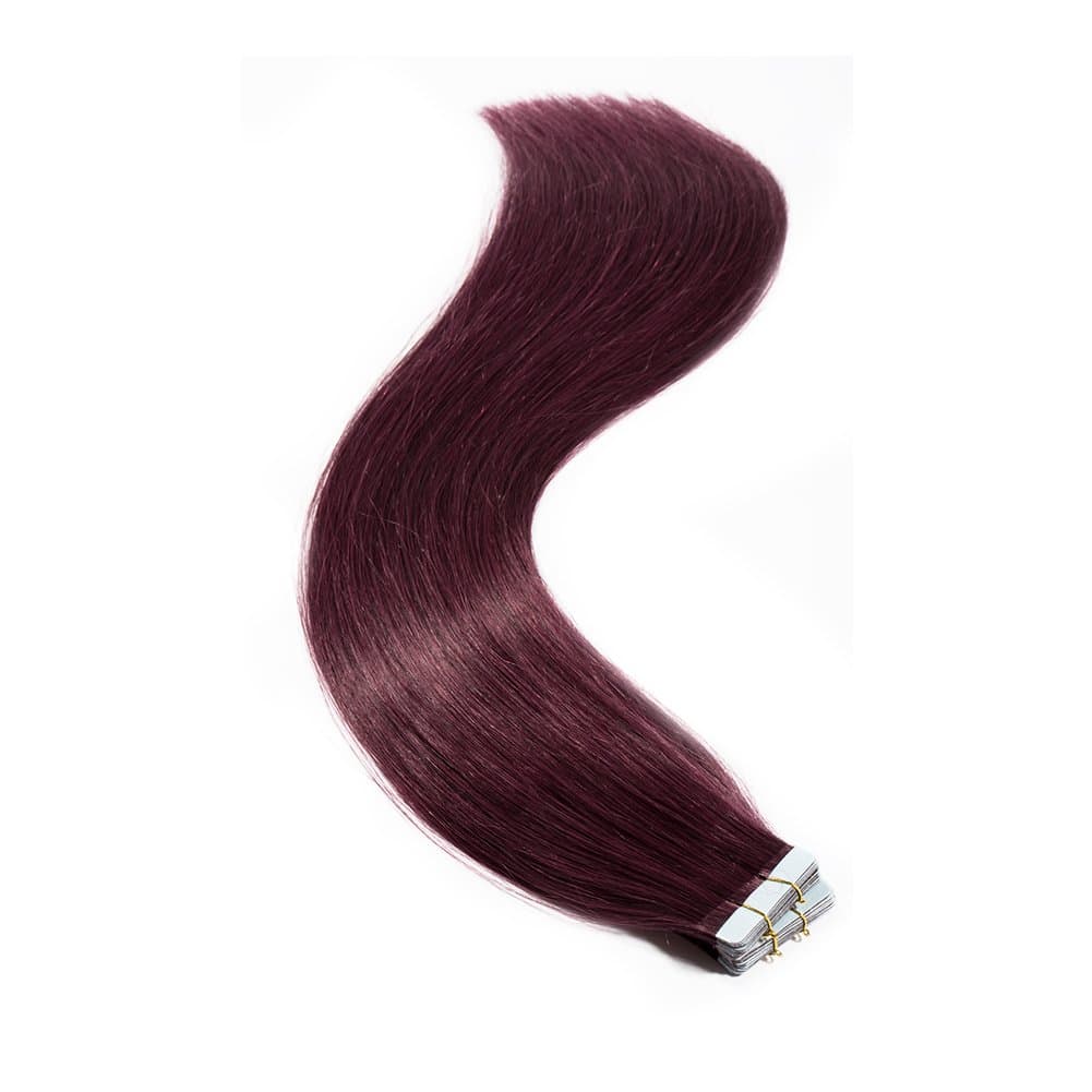 40 Pieces Tape in Hair Extensions 100g 100% Remy Human Hair 12''-24'' Double Side Tape Seamless Skin Weft Natural Hair Extensions 40pcs Long Straight Silky (24 inch,#99J Burgundy Wine Red)