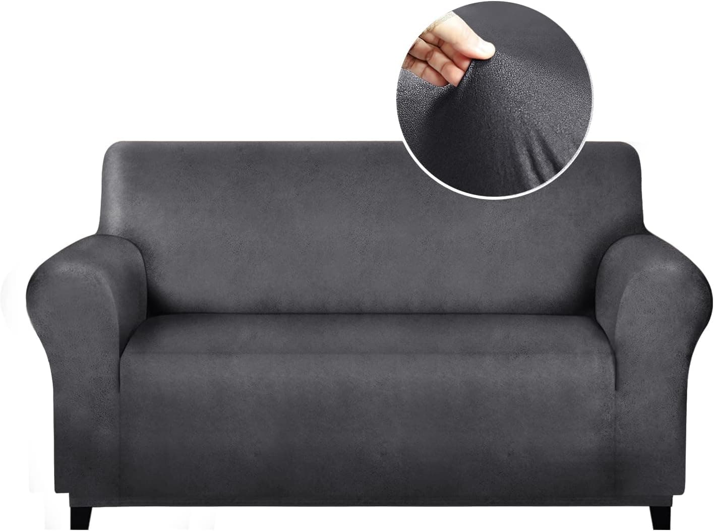 molasofa Love Seat Covers Covers for Home Décor,Soft Loveseat Covers Leather-Like Quality Loveseat Cover,Washable Non-Pilling Non-Slip 1-Piece Couch Cover for Dogs/Cats/Kids(Loveseat,Charcoal Grey)