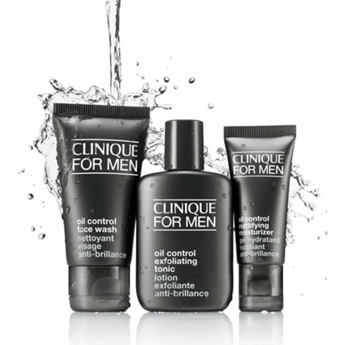 Clinique for Men Great Skin Starts Here. Oils Control Face Wash, Oil Control Exfolianting Tonic and Oil Control Mattifying Moisturizer