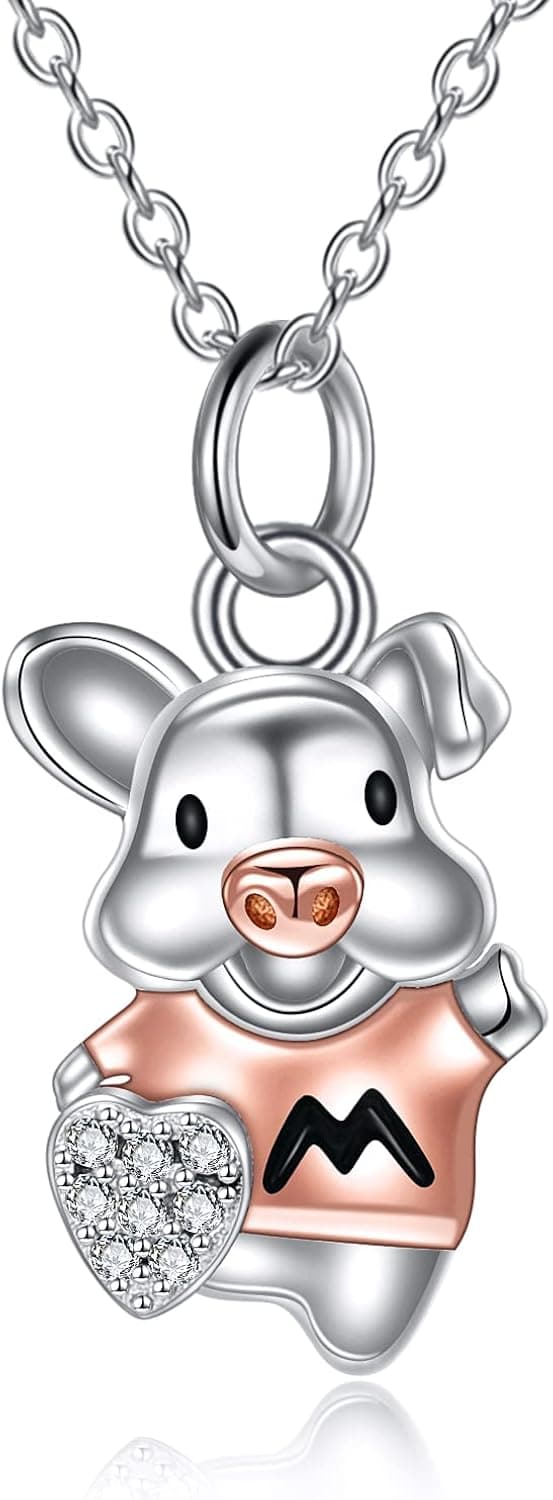 YFN Pig Necklace Sterling Silver Cute Pig Pendant Jewelry Pig Gifts for Women Girls
