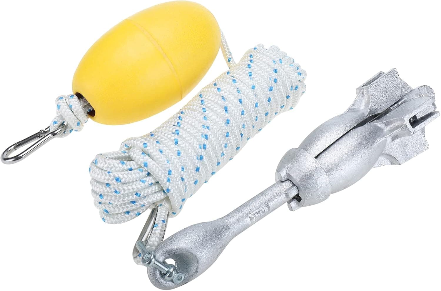 Amarine Made Kayak Anchor Kit, 3.5lb Folding Anchor Accessories with Hooks, Buoy Ball and 5/16" x 30' Double Braided Nylon Rope for Small Boats, Kayaks Jet Ski etc