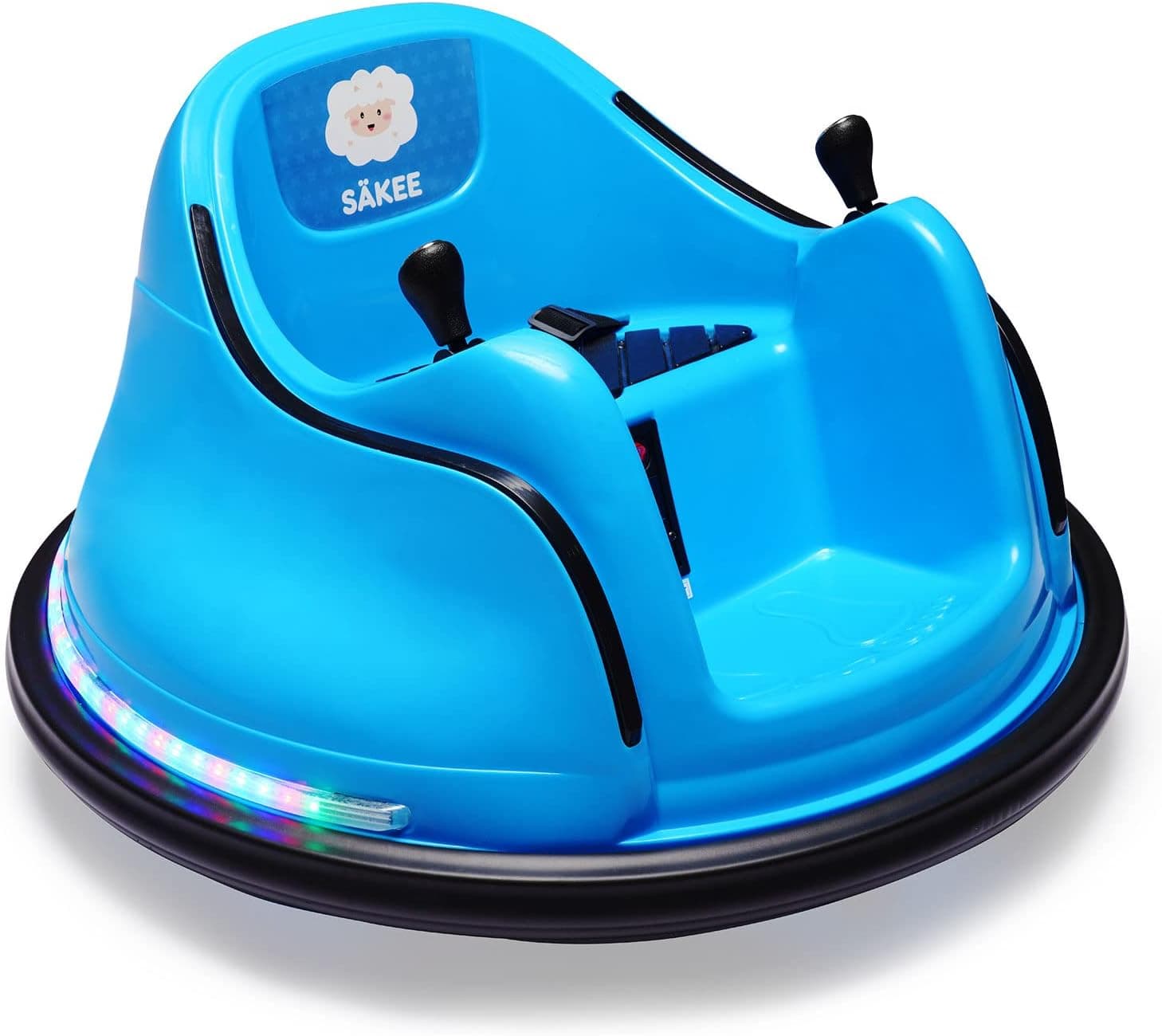 Bumper Car for Kids 12V with Remote Control Flashing Lights Music DIY Stickers for 1.5+ Baby Toddlers Children Electric Ride on Cars Vehicle Toys 66 LBS Weight Capacity, Passed ASTM Test (Blue)
