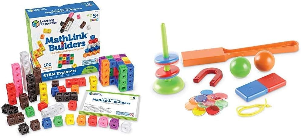 Learning Resources STEM Explorers, Math Cubes, Early Math Skills, Mathlink Builders, 100 Pieces, Ages 5+ & STEM Explorers, Homeschool, Magnet Movers, 39 Pieces, STEM Certified, Ages 5+