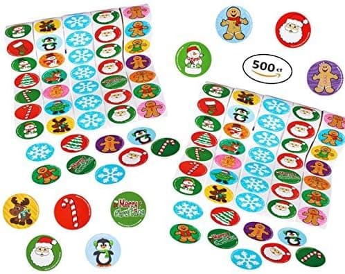 Play Kreative Christmas Holiday Sticker Roll Assortment for Scrapbooking, Party Decorations, Holiday Christmas Cards, Stocking Stuffers – 500 Stickers Assortment