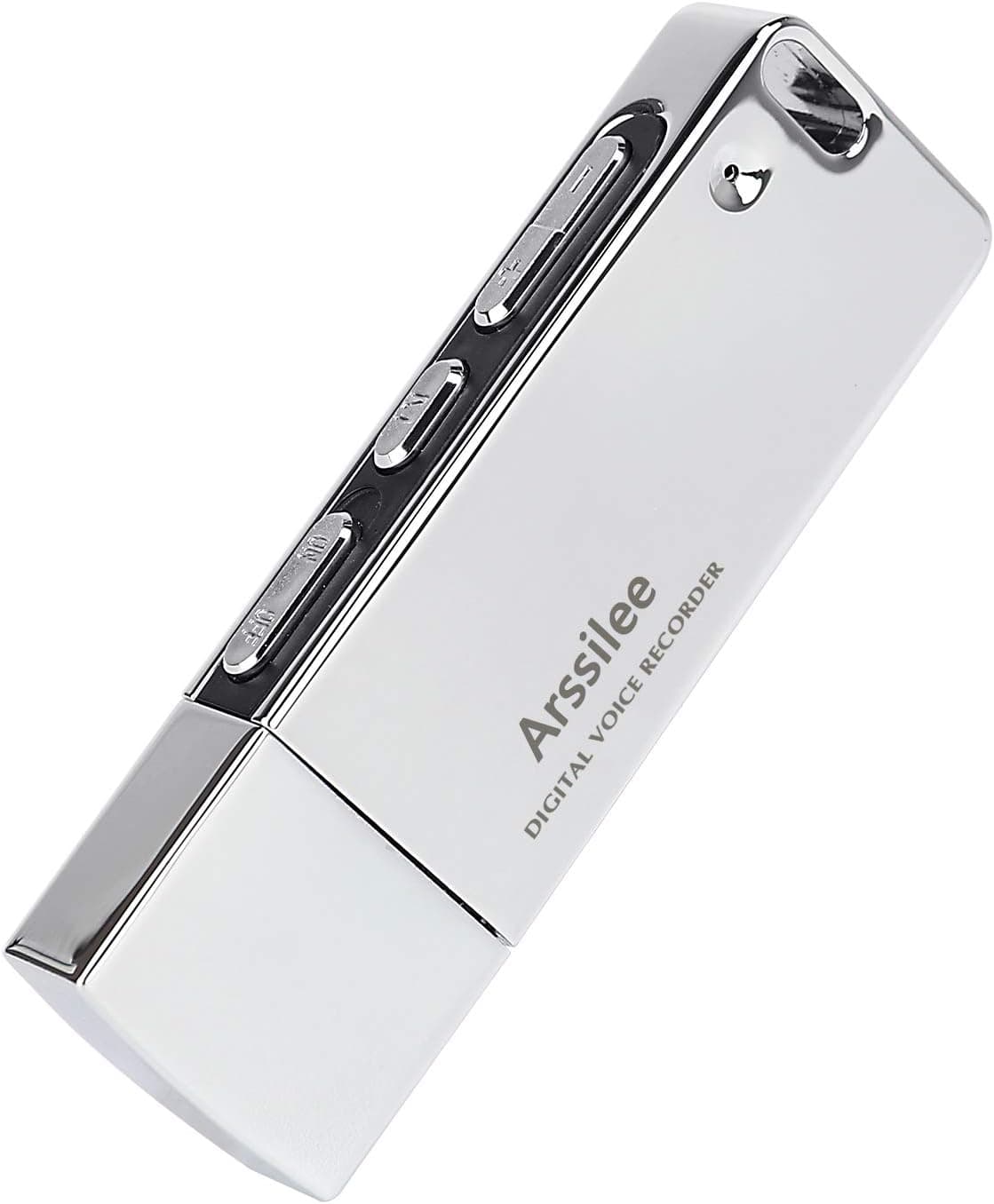 16GB Mini USB Voice Recorder for Lectures, Easy to Use USB Memory Stick Sound Recorder OTG Metal Body Small USB Dictaphone Recording Device,USB Rechargeable(Silver) by Arssilee