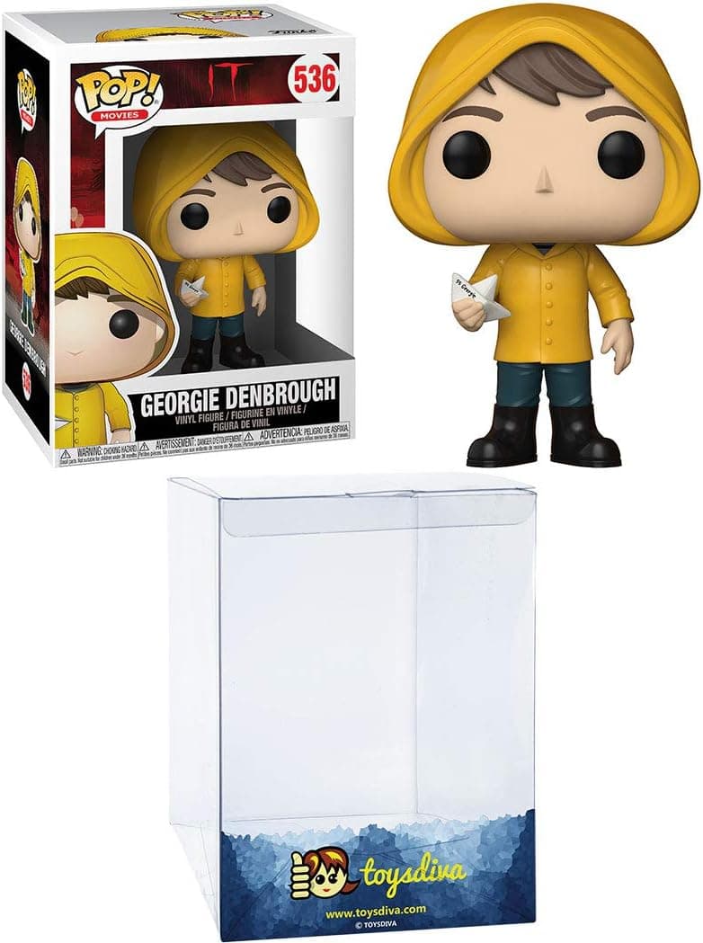 Georgie Denbrough: Funk o Pop! Movies Vinyl Figure Bundle with 1 Compatible 'ToysDiva' Graphic Protector (536-29520 - B)