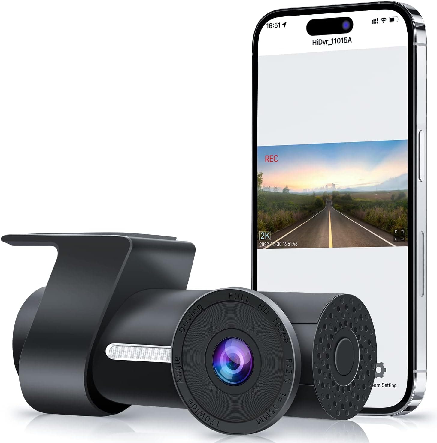 Dash Cam Front 2K 1440P WiFi, Dashboard Camera Recorder for Car, with 32GB SD-Card, WDR, Night Vision, Loop Recording, G-Sensor, Parking Monitor, Support 128GB Max