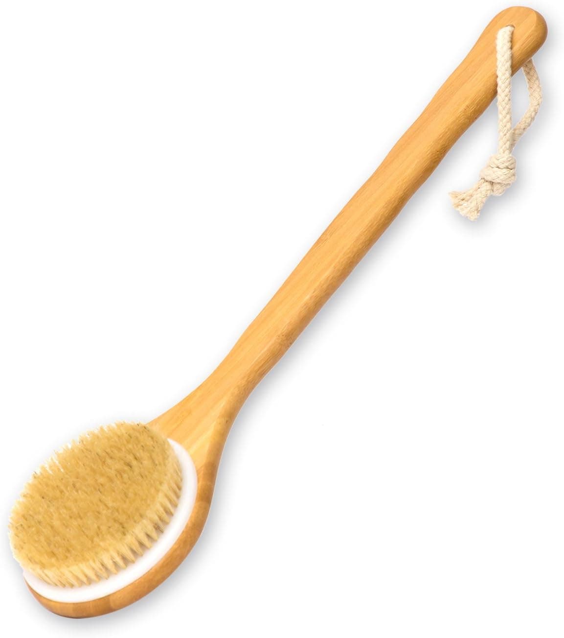 Long Wooden Handle Shower Body Brush 100% Natural Boar Bristles with Boar Bristle Made