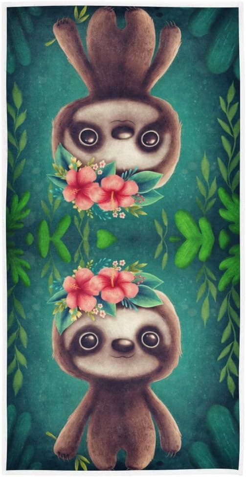 S Husky Cute Sloth Jungle Hand Bath Towel Forest Animal Quick-Dry Highly Absorbent Soft Face Towel for Bathroom Kitchen Gym Yoga 30 x 15 inches 2040273