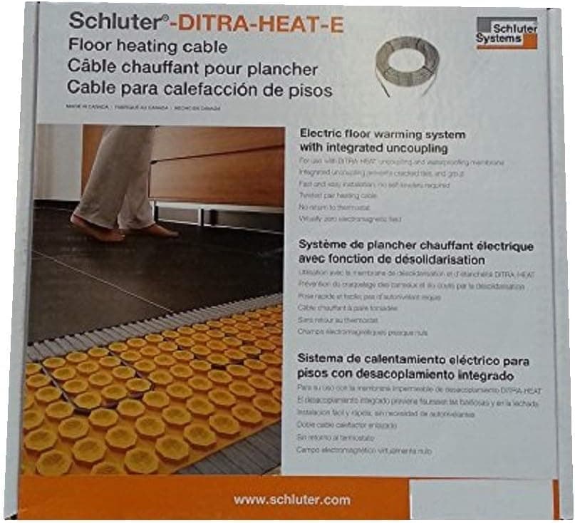 Schluter-Systems DITRA-HEAT (120V) Floor Heat Cable/adaptable all layouts, adds comfort to any room, quick and easy installs into membrane (DHEHK12016 120V (16 Ft2) 203W)