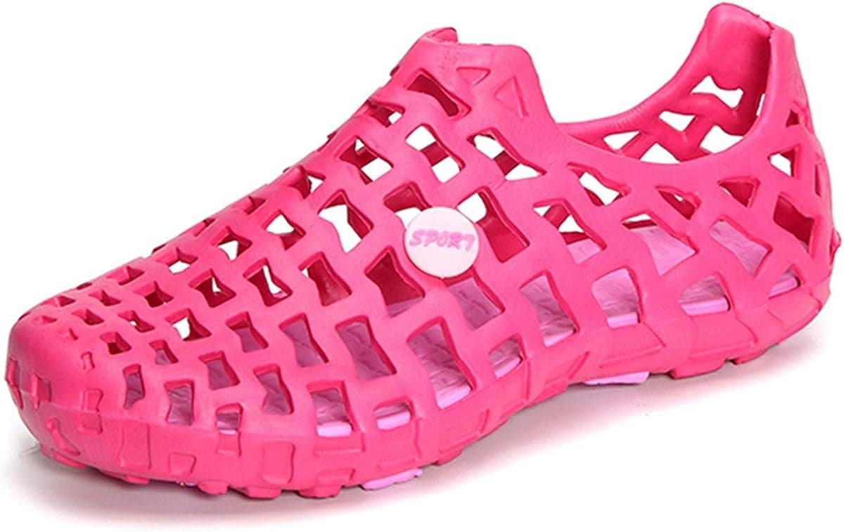 Violet&HS Sandals & Beach Shoes Big Size Breathable Hollow Out Pure Color Flat Casual Red US 9