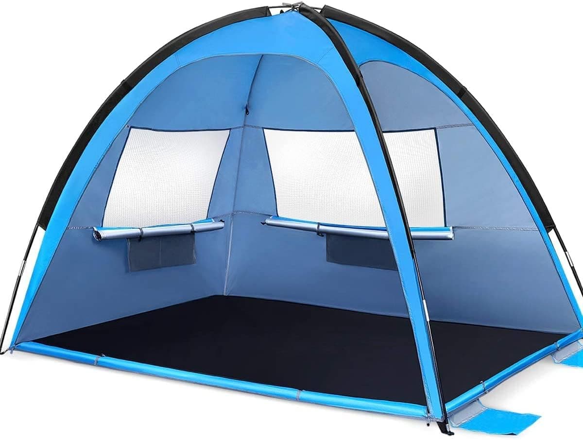 Beach Tent Sun Shade Shelter: 3-4 Person Large Anti-UV Windproof Portable Lightweight Tent Canopy Cabana with Extendable Floor Outdoor
