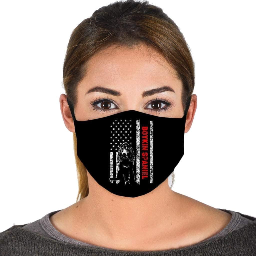 American Flag Boykin Spaniel Dog Shirt USA Patriotic Face Mask Balaclavas Black