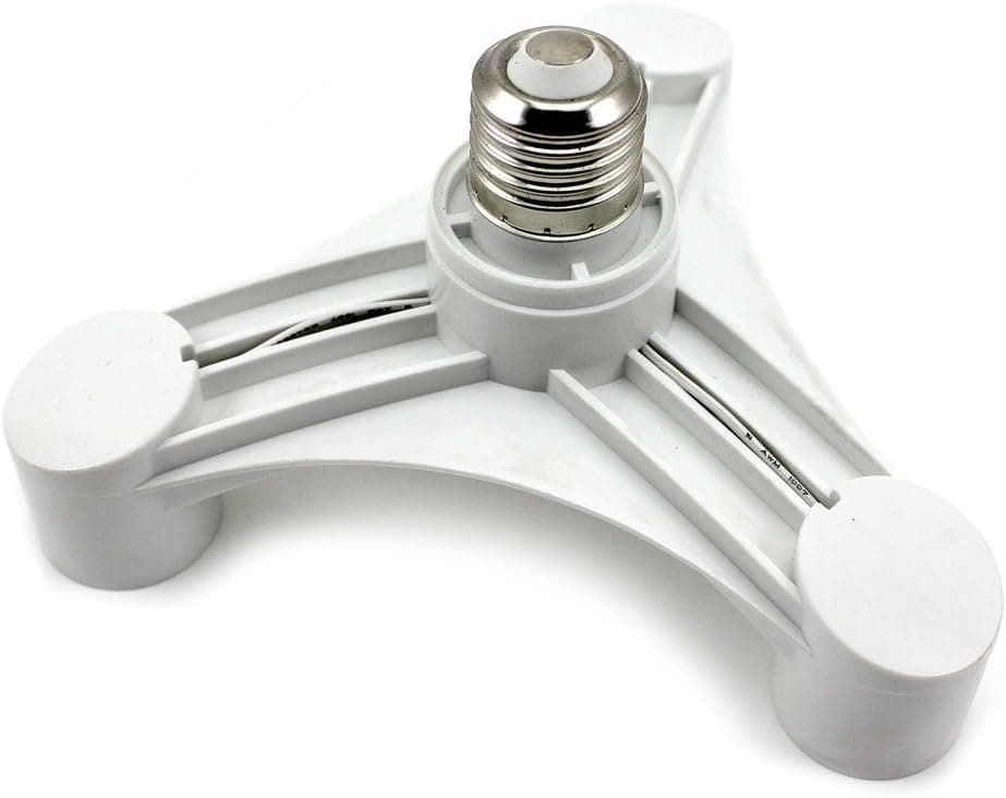 HuntGold 1 E27 to 3 E27 Light Bulb Socket Splitter Adaptor Studio Photography Lamp Base