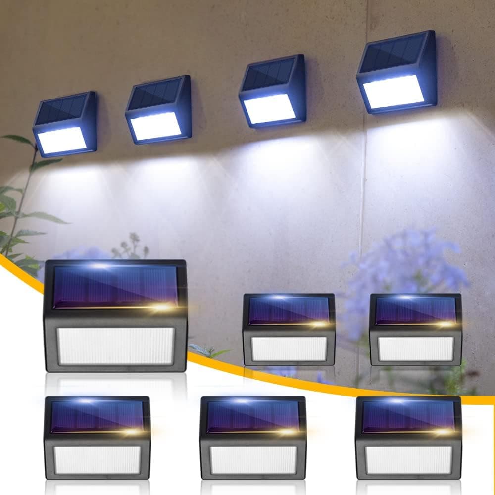 EGOBOO 6 Pcak Black Solar Deck Lights Outdoor Waterproof Led,Fence and Stairs White Lights Solar Powered,Universal Wall Wtep Front Yard Post Mailbox Garden Pool Patio Landscape Lamps