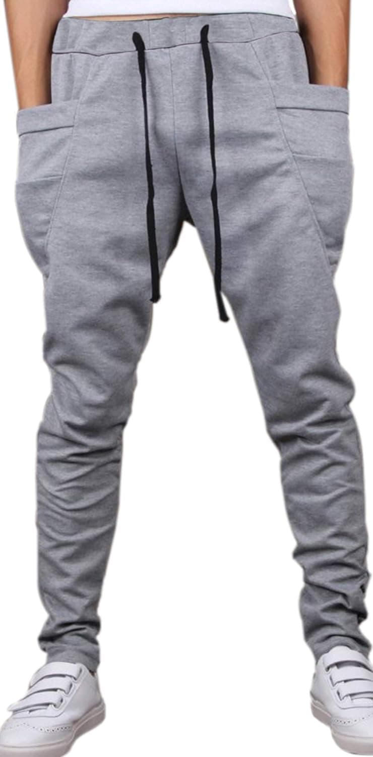 Hoerev Mens Cotton Running Athletic Sports Fashion Walking Running Yoga Breathable Pants Trousers