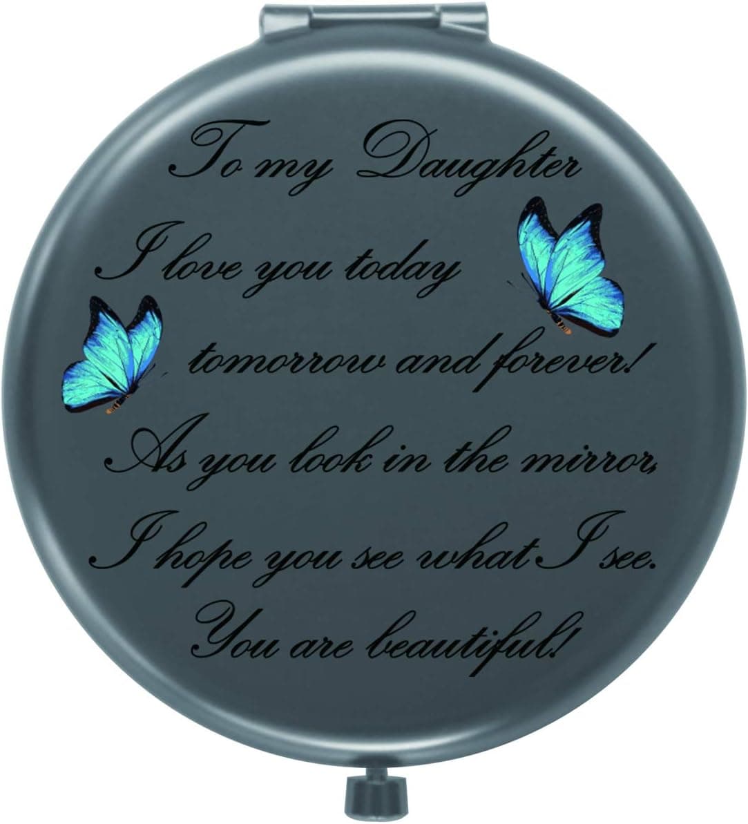 muminglong Daughter Gifts Frosted Compact Mirror for Daughter from Mom, Dad,Birthday, Graduation Gifts Ideas for Daughter-to My Daughter (Black)