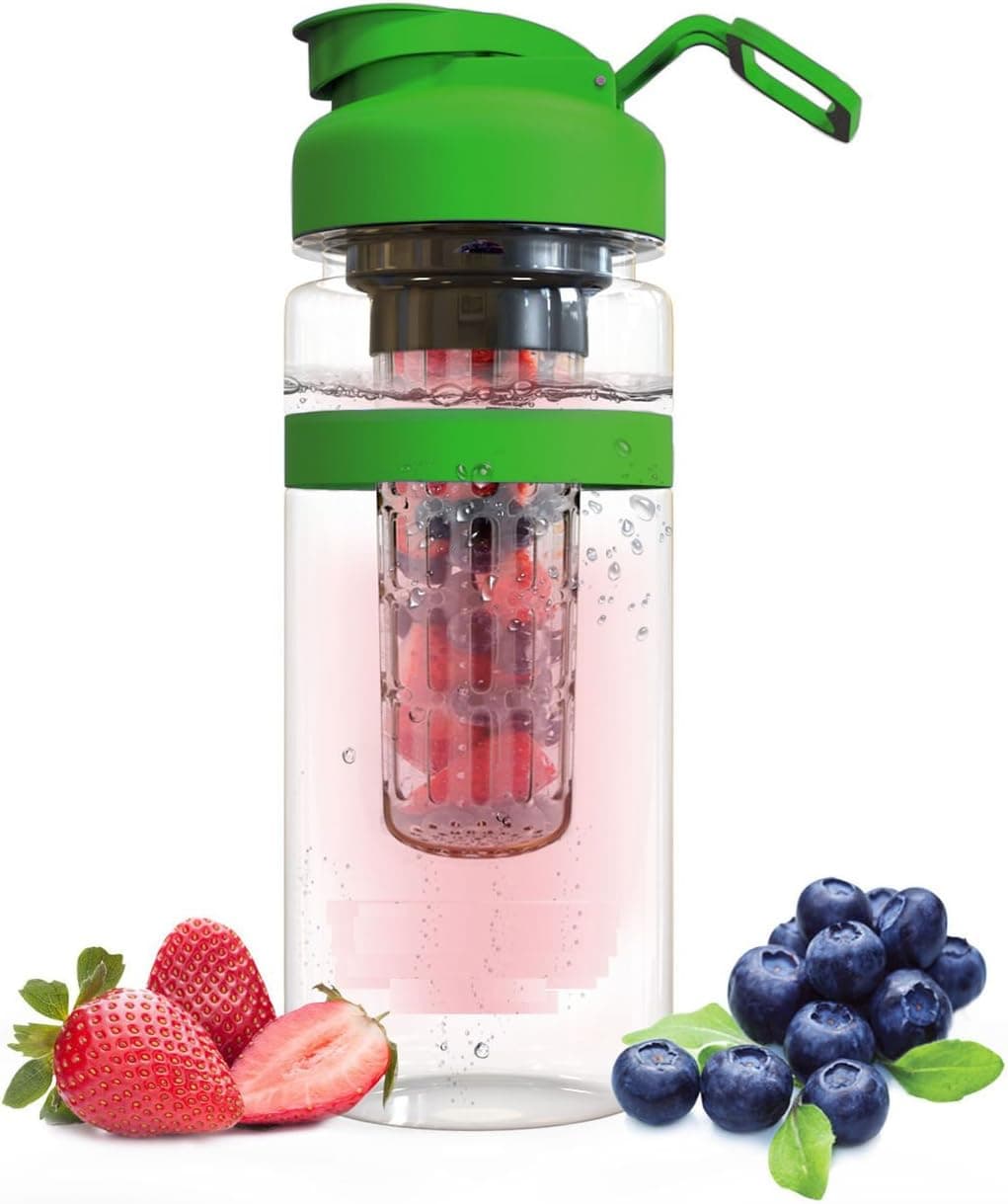 Fruit Infuser Water Bottle – Insulated Sports Bottle – Flip Top Travel Tumbler – Leak Proof, Shatterproof, BPA-Free Tritan Plastic by Healthful Hydration 32 oz