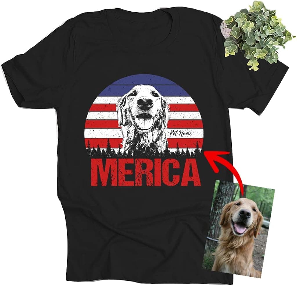 Pawarts Merica Shirt Personalized Dog Shirts - Dog Dad Shirt American Patriotic Themed T-Shirts