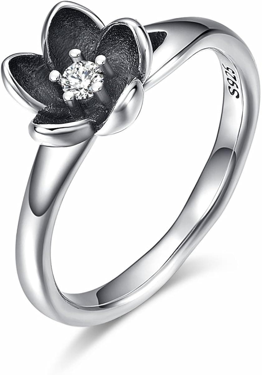 Twenty Plus Sterling Silver Flowers Finger Rings Dazzling Daisy Meadow Stackable Ring Birthday Jewelry Gift for Women