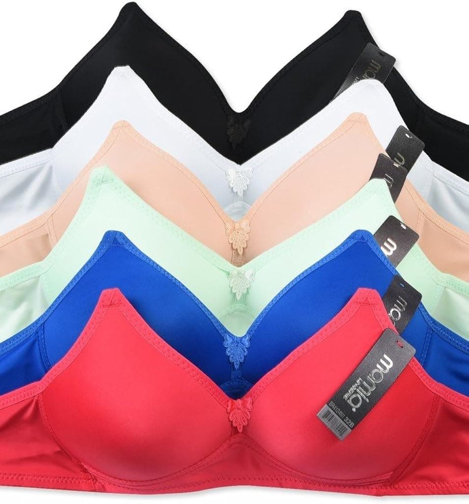 Mamia Womens Basic Plain Bras (Packs of 6) - Various Styles, #030 (Wire Free), 36B