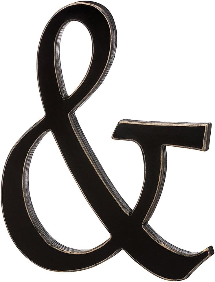 Collins Ampersand Shaped Wooden Cutout for Wall hanging/Tabletop Display/Freestanding, 10 by 0.50 by 12-Inch