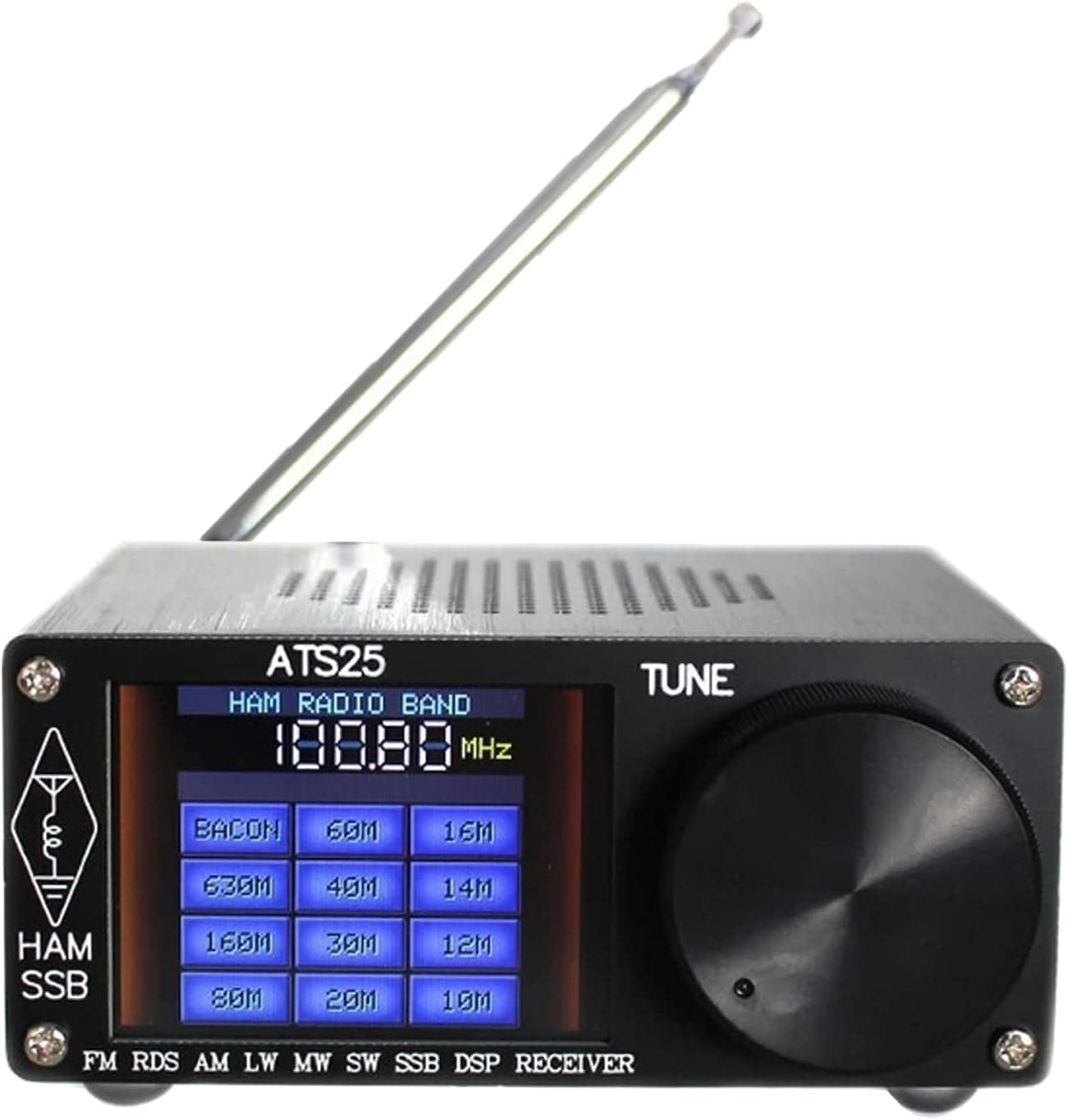 Upgrade 5.2a MAX Version All Band Radio Receiver DSP Receiver Si4732 ATS-25,FM AM (MW and SW) SSB Shortwave Receiver with Aluminium Alloy Case,Support Type-C Charging Interface