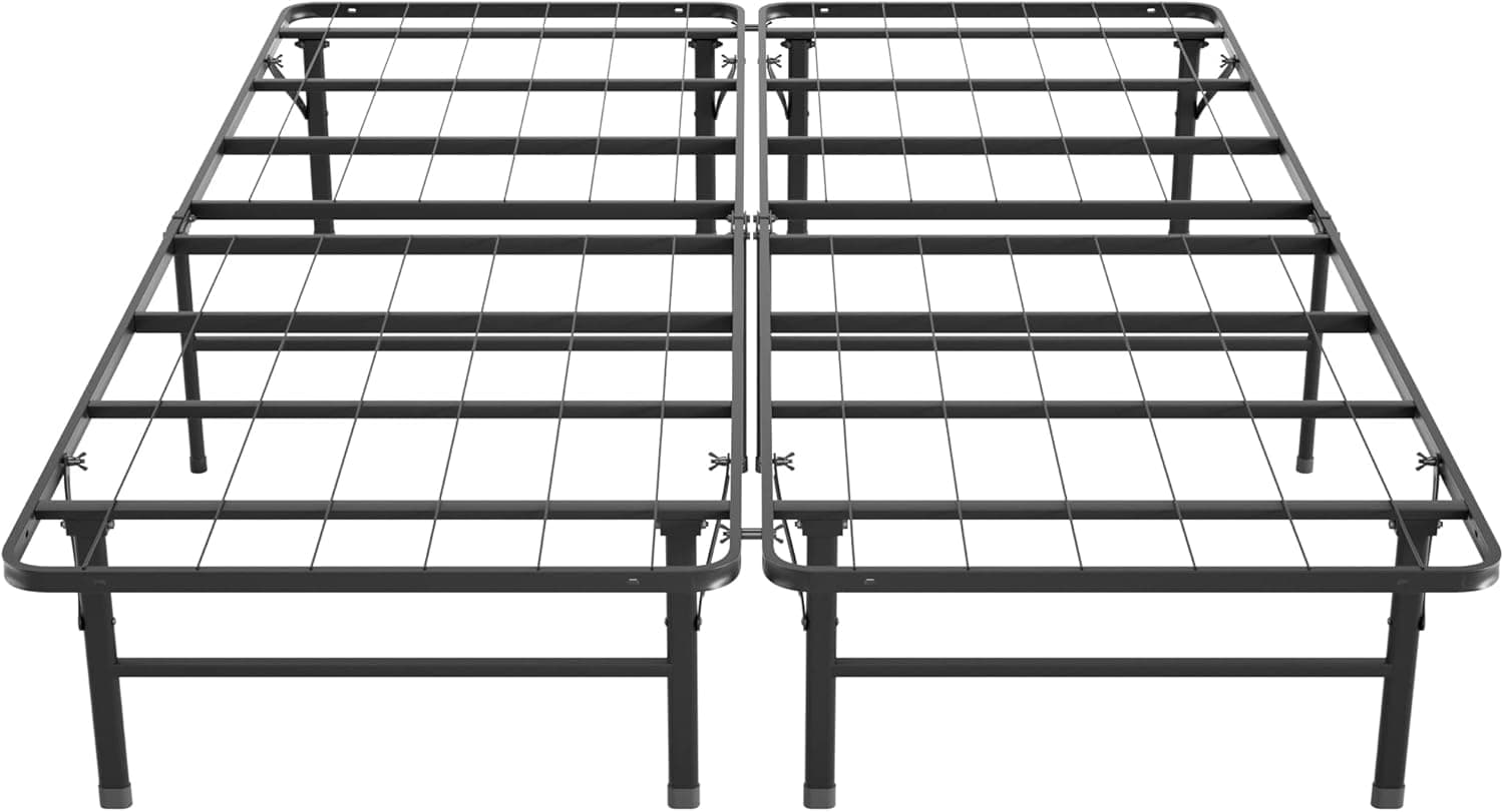 SZQINJI Queen Platform Bed Frame 14 Inch Metal Slat Heavy Duty Matress Foundation No Box Spring Needed, Easy Assembly, Foldable, Queen Size (78x58x14 inches), Black