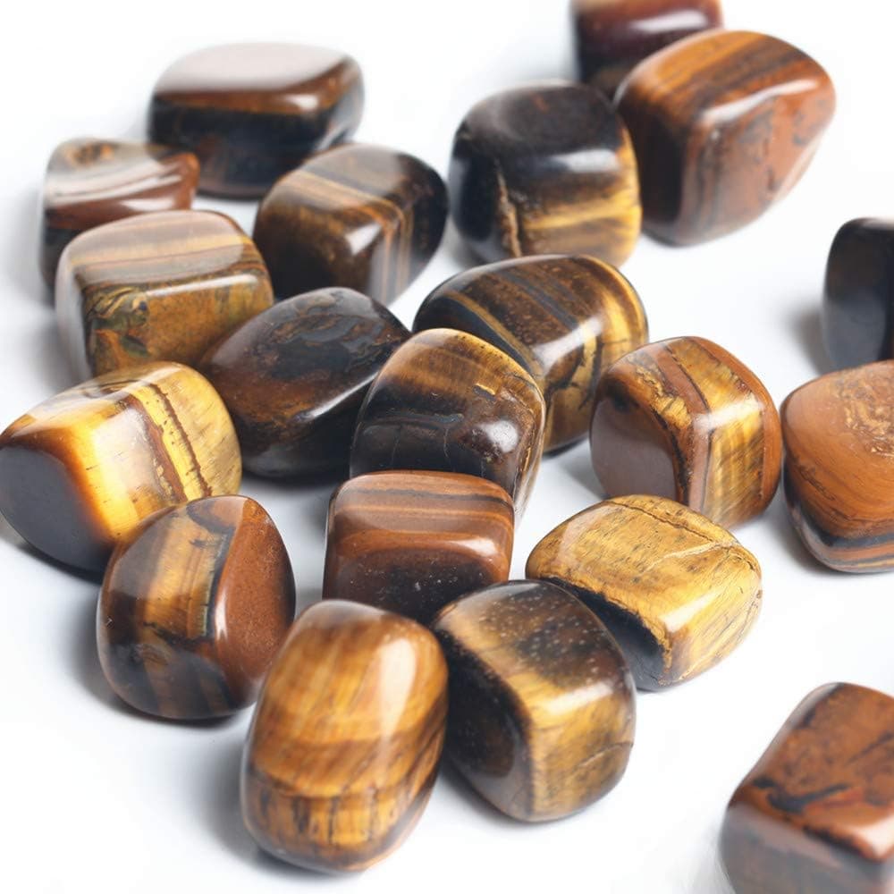 1/2 Ib Natural Tiger Eye Tumbled Polished Stones for Wicca, Reiki, and Energy Crystal Healing Size 0.5" to 1''