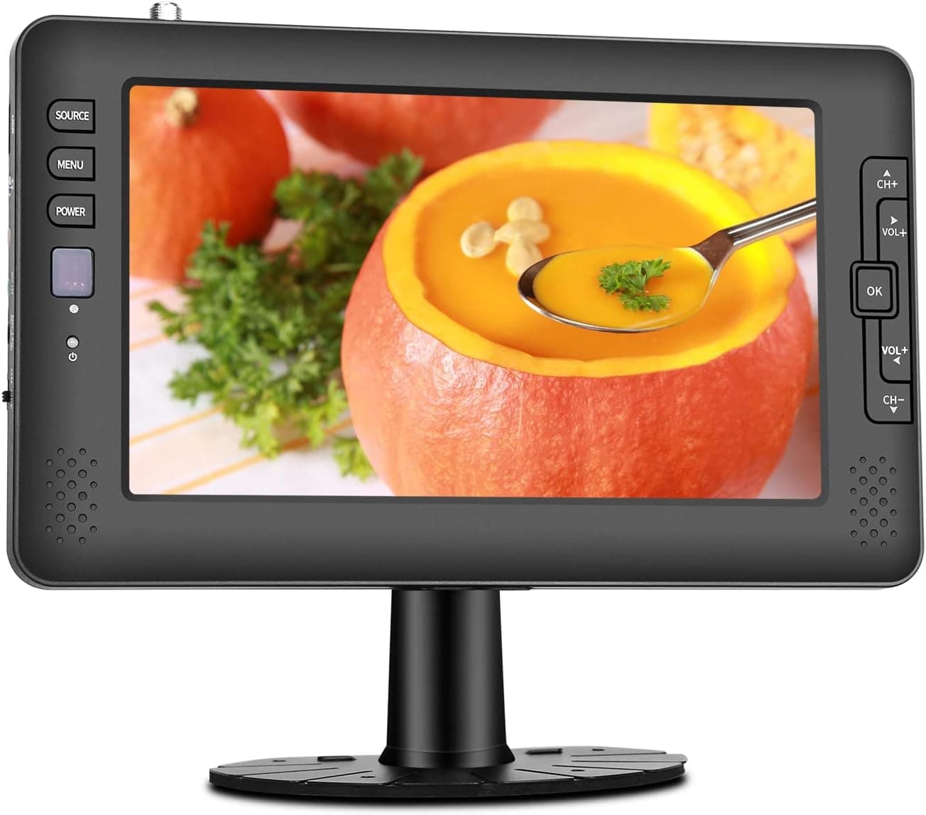 GJY 9inch Portable Rechargeable TV with Antenna for Watching ATSC Digital TV,Support USB Record Media Player Port/AV in,12v Charge Cable,Suit for in USA,Canada,Mexico