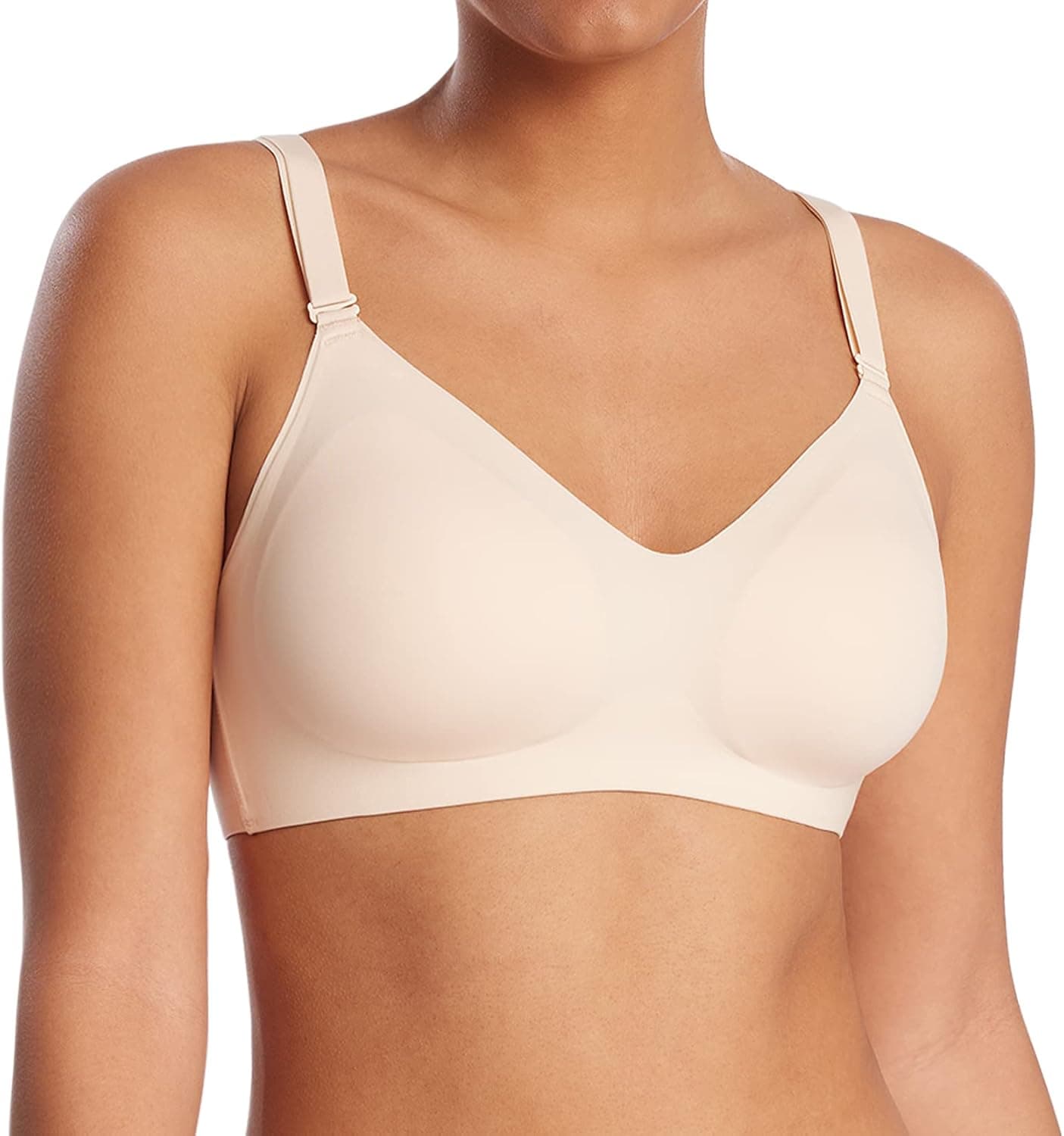 COMFELIE Wireless Bra Seamless Bra for Women Ultra Comfort Bra V Neck Adjustable Invisible Bralette YN25