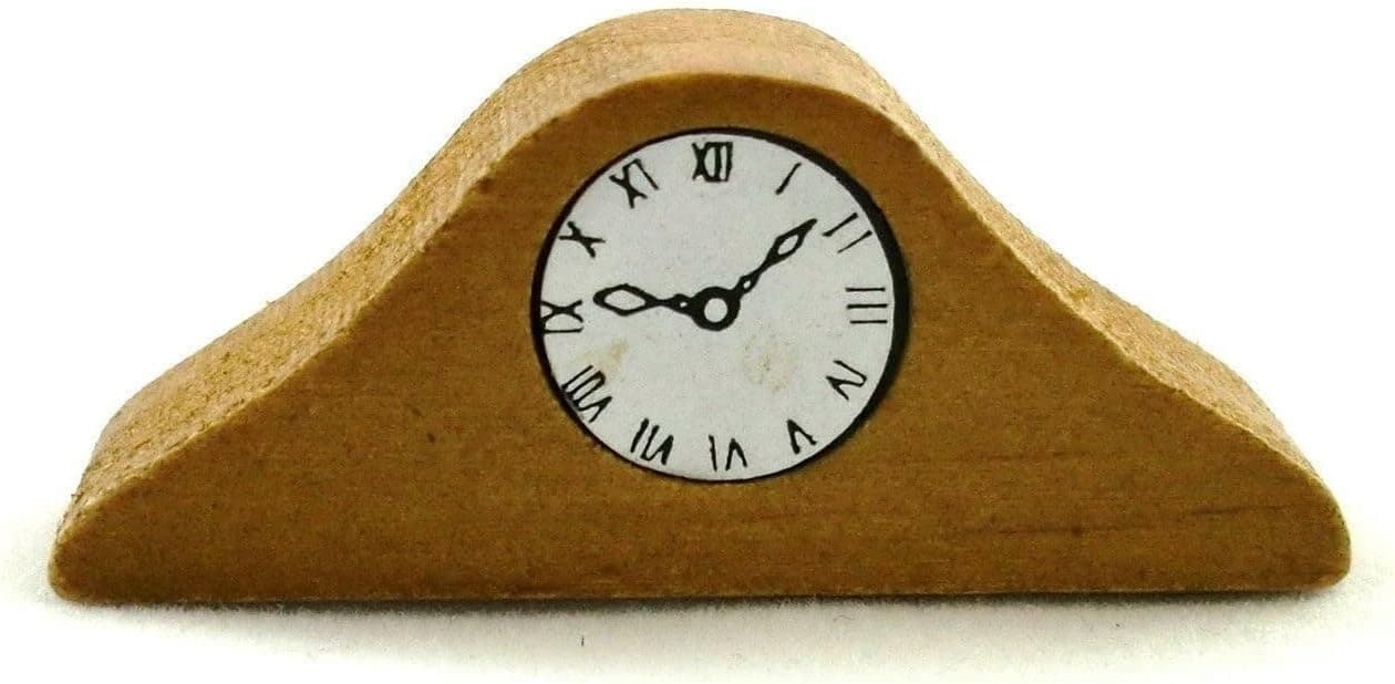 Dolls House Miniature 1:12 Scale Accessory Ornamental Wooden Mantle Clock