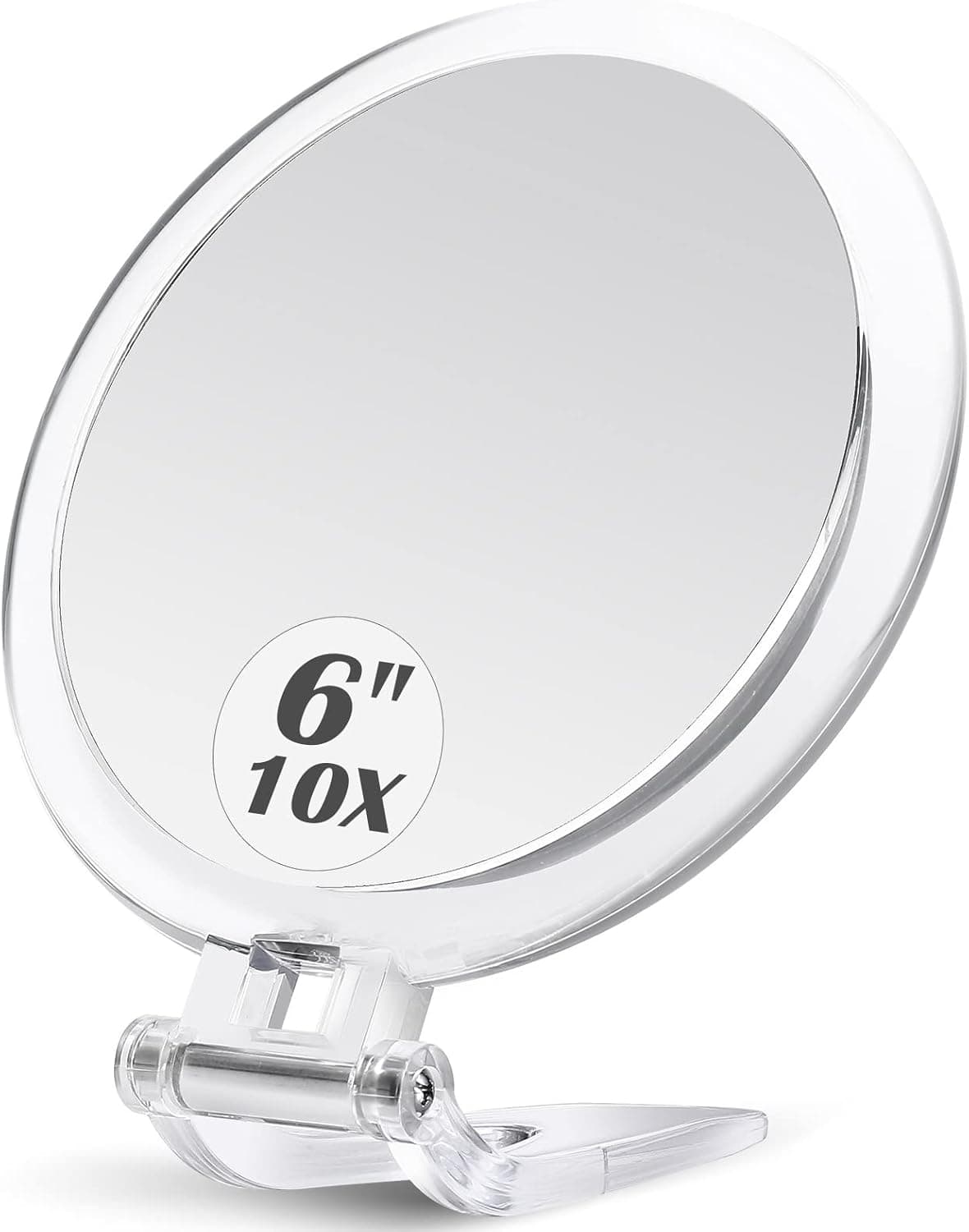 MIYADIVA Hand Mirror with Handle - 1x/10x Magnifying Mirror (Double Sided) - Portable Folding Handheld Mirror with Stand for Makeup/Travel