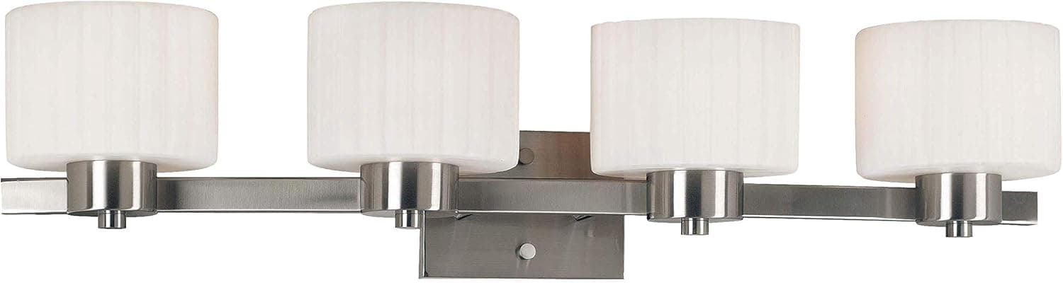 Kenroy Home Casual 4 Light Vanity, 7 Inch Height, 30 Inch Width, 8 Inch Extension with Brushed Steel Finish, Medium (80414BS)