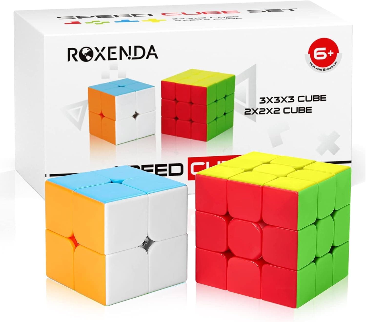 Roxenda Speed Cube Set, Stickerless Magic Cube Set of 2x2x2 3x3x3 Cube Frosted Puzzle Cube