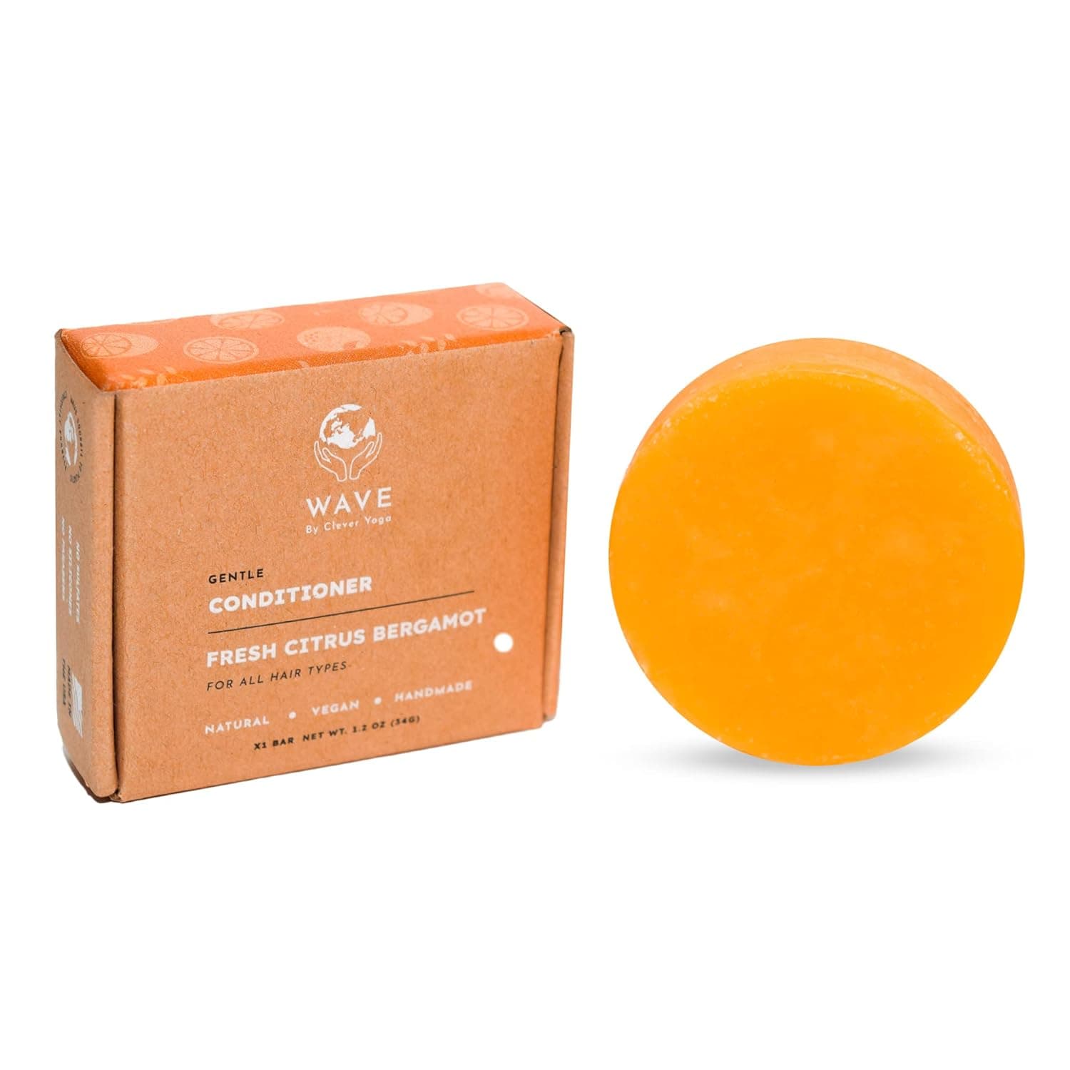 Clever Yoga Conditioner Bar for All Hair Types - Perfect Travel Bar Conditioner for Hair - Vegan Solid Conditioner Bar for Full and Frizz Free Hair (Fresh Citrus 1bar)