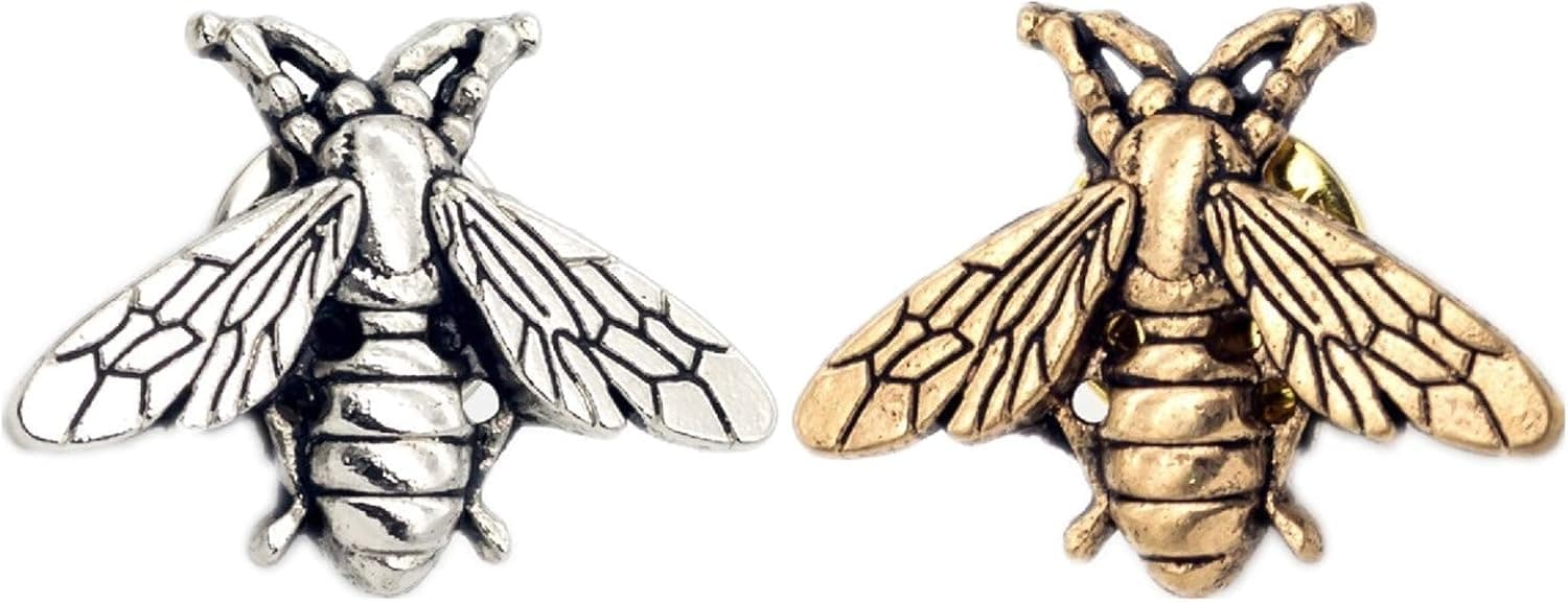 TOKO Bee Brooches Bee Pin Vintage Small Women Men - 1 PCS Gold + 1 PCS Silver