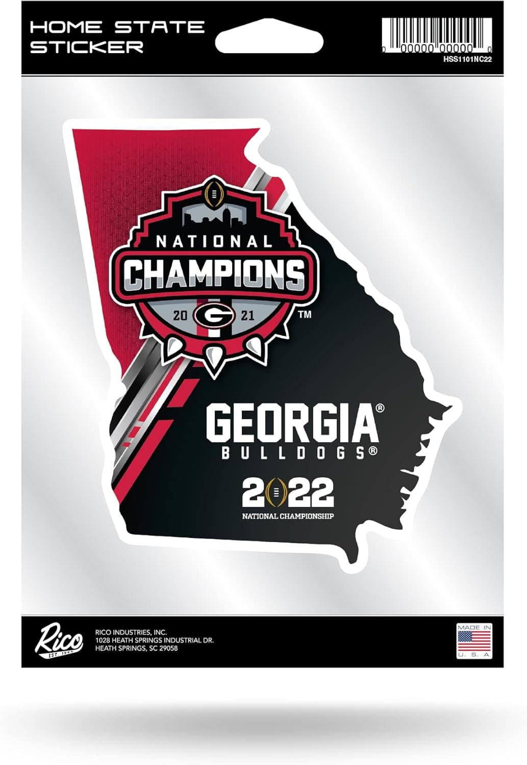 Rico Industries NCAA Georgia Bulldogs 2021-22 CFP National Champions Home State Sticker 6.25 x 5.80